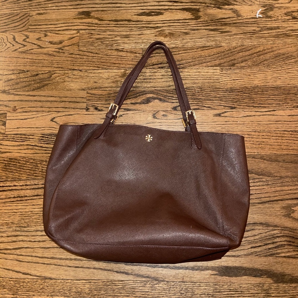 Tory Burch Brown Leather Medium York Buckle Tote